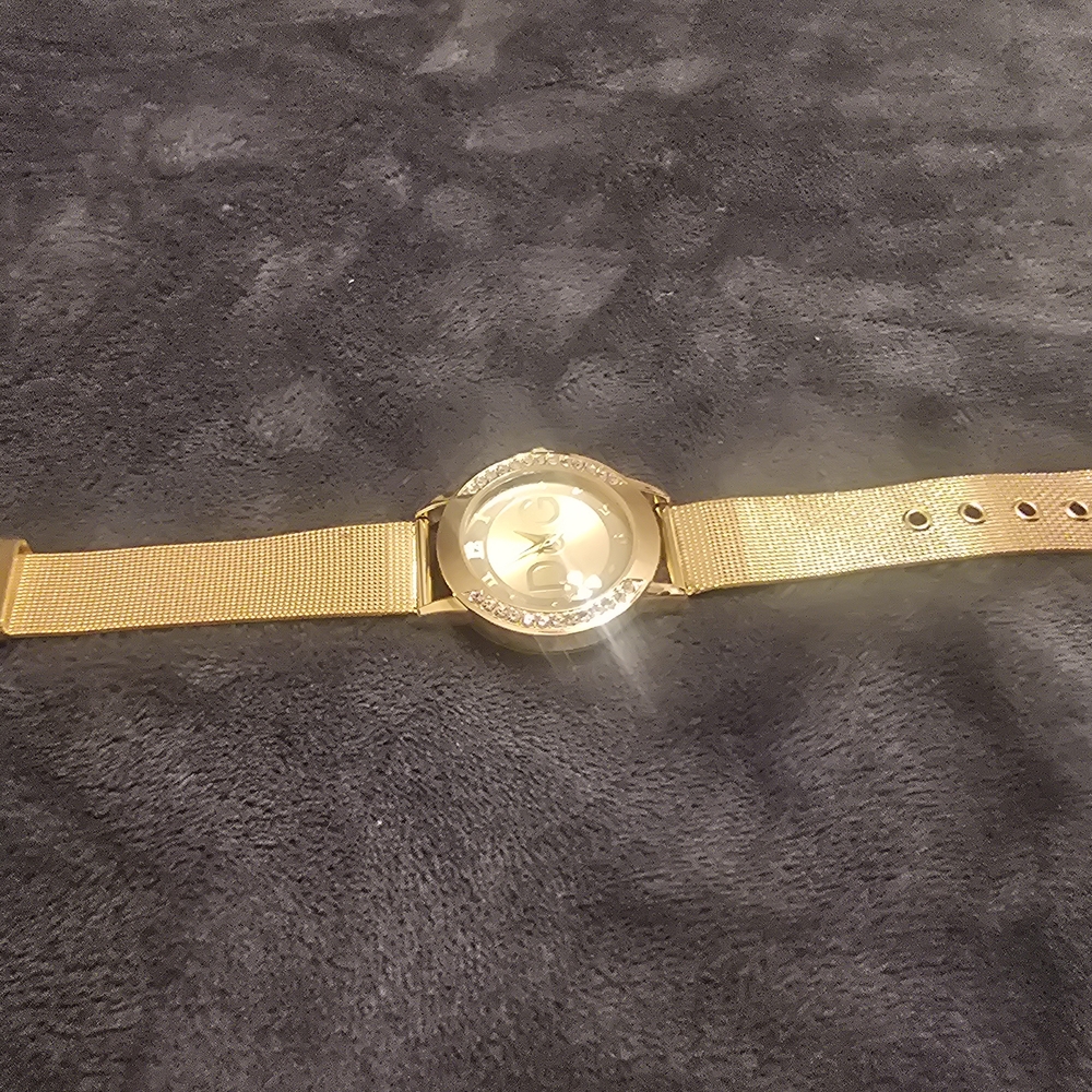 Gold Watch with Crystal Accents